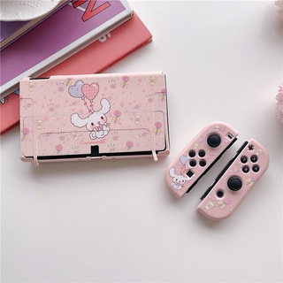 Nintendo Switch OLED Case Fashion Animation Theme Pink Style Balloon Cute Dog Casing Game Console Handle Protector Cover