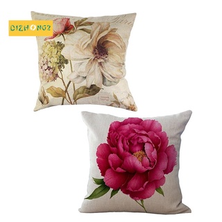 2 fundas de almohada decorativas para sofá, mariposas y flores, flores, flores y flores, flores y flores