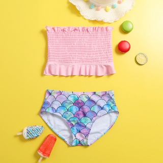 [XHSA]-Mother And Daughter Print Two Piece Swimsuit Matching Swimsuit Clothing