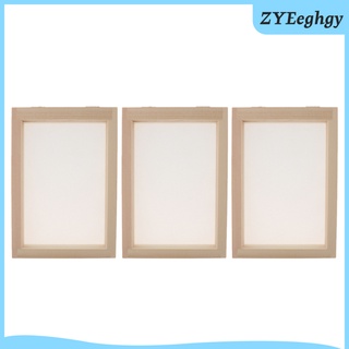 marco de impresión de pantalla de 3 paquetes de pantalla de malla de marco de madera natural, 7,09 x 4,92 x 0,98 pulgadas