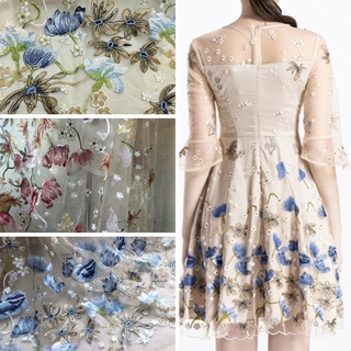 tela de encaje 91x135cm flor bordada floral para hacer boda vestido de tela decorativo (1)