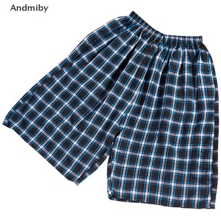 [Andmiby] Summer Linen Cotton Plaid Pants Shorts Loose Casual Beach Comfortable Breathable QMT