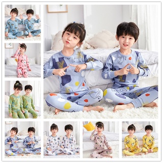 Niños pijamas conjunto de algodón niños niñas ropa de hogar de manga larga pijamas conjunto de niños ropa de dormir 2 unids/Set 100-160cm para la primavera otoño
