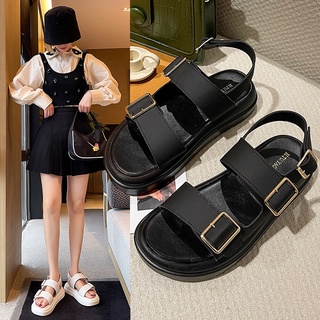 sandalias de suela gruesa mujer verano 2021 nueva moda salvaje versión coreana de la plataforma estudiante ins marea hebilla romana zapatos