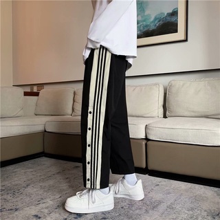 Spring And Summer Pants Men's Hong Kong Style Breasted Straight Sports Pants Bf Fashion Brand Loose Neutral Wide Leg Pants Large Size Casual Pants