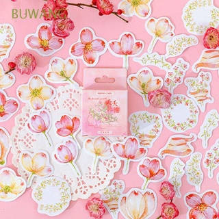 BUWANG Ins Style Flowers Stationery Sticker Gift DIY Album Decoration Label Decorative Sticker Scrapbooking Pink Hand Account Peach Blossom Korean Paper Sticker School Supplies