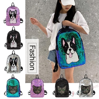 lindo lentejuelas animal patrón mochilas de viaje mujeres mochila mochila escolar bolsas
