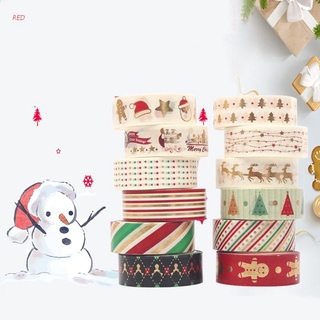 rojo 12 rollos de navidad washi cinta conjunto de papel festival diy scrapbooking adhesivo cinta de enmascaramiento papelería decorativa