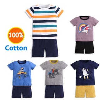 Verano corto Slveeve niño conjunto de ropa de algodón dinosaurio impresión niño Top + pantalones cortos traje de dos piezas