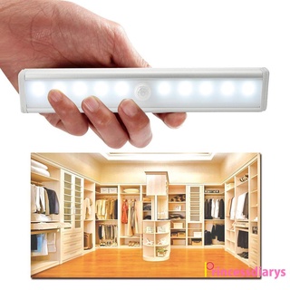 (PrincessDiarys) 10 LED brillante inalámbrico PIR Sensor de movimiento luz armario lámpara 2-5M