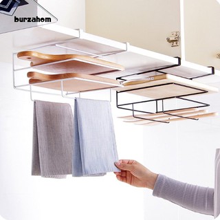 Bur-doble capa gabinete de cocina estante de hierro tabla de cortar estante de almacenamiento toallero