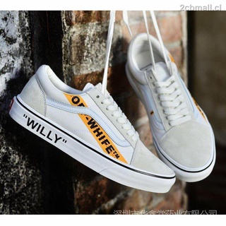 [listo stock] 100% vans off-white x old skool «willy» zapatos de lona 2020 mvqm