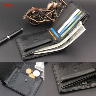 Bonus cartera de bolsillo con cremallera de cuero delgado para hombre/monedero Bifold para tarjetas de crédito
