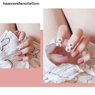 [heavendenotation] 24 piezas de uñas postizas mate cortas uñas postizas consejos de prensa en uñas con pegamento (4)