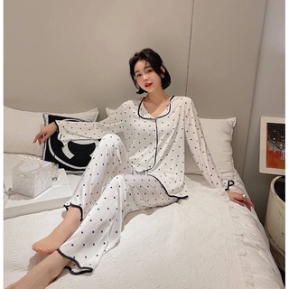 las mujeres de hielo de seda pijamas cardigan de manga larga de seda de hielo tendencia impresión ropa hogar