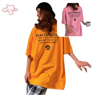pantherpink Moda Mujer Marguerite Letra Cuello Redondo Manga Corta Suelta Camiseta Top T-shirt