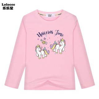 3-14Años niño niñas magia unicornio T-Shirt niños de manga larga de dibujos animados Animal caballo Tops ropa de algodón