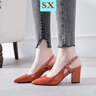 Fone de ouvido sandalias con punta de bluetooth para mujer otoño 2021 nuevos zapatos suaves puntiagudos zapatos de tacón grueso zapatos de tacón medio pequeños tacones altos de hadas frescas (4)