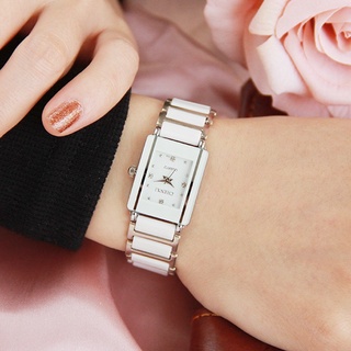 marca de lujo chenxi elegante mujeres reloj de diamantes de imitación blanco plata simple elegante cerámica pulsera de cuarzo casual señora reloj de pulsera