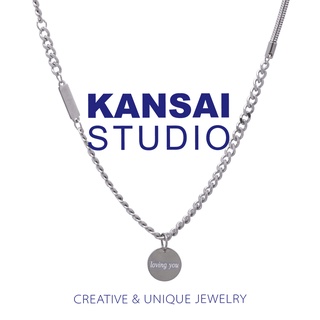 KANSAI, hecho a sí mismo, marca redonda, cadena de suéter europea y americana, diseño de nicho de hip-hop, collar de acero de titanio, cadena de clavícula con suéter ins