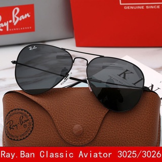 ray ban rb gafas de sol clásico aviator 3026/3025 negro lente cermin mata hitam visera solar