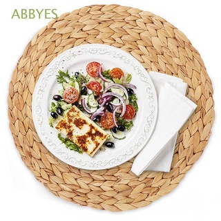 ABBYES Non-slip Table Mat Round Table Decoration Woven Placemats Home Supplies Table Pad Water Hyacinth Wedge Decoration Cup Coaster Dining Insulation Pad