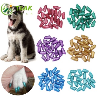 Teca 20 pzs fundas suaves para garras de perro Mult-color para aseo de mascotas/gorra de uñas de gato/nuevo pegamento no tóxico/silicona/Multicolor