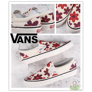 Vans Classic Graffiti bajo Tops pareja Unisex Casual zapatos zapatillas Kasut Slip-On blanco flor 0riginal