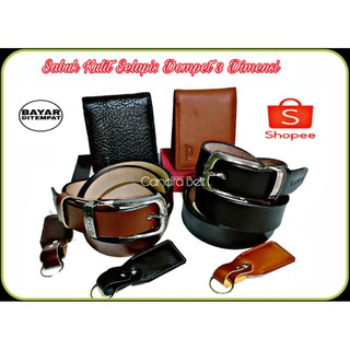 Sepaket Bond cuero y cartera de cuero Original (cinturón de cuero genuino + cartera de cuero genuino)