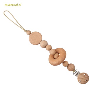 MUT Handmade Wooden Beads Pacifier Chain Clip DIY Baby Dummy Nipple Holder Baby Teething Chewing Toys