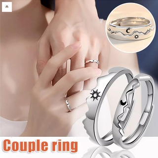 anillos de plata de ley anillos de compromiso para pareja de sol y luna 2 en 1 anillos ajustables abiertos
