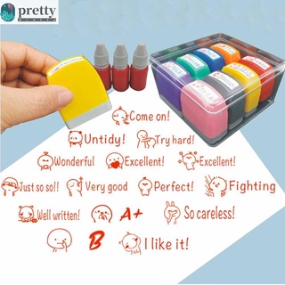 PRETTY English Commentary Stamp Self-ink Teaching stamp Reward Seal Photosensitive Chapter DIY Office & School Supplies Student Scrapbooking Stamper Kids Seal Encouragement