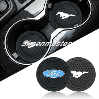 Posavasos de PVC para Interior del coche, 72 mm, antideslizante, redondo, ranurado, accesorios para Ford Mustang Explorer Fiesta RANGER Focus