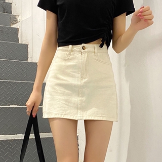 Verano coreano Chic Retro cintura alta falda Denim mujer estudiantes