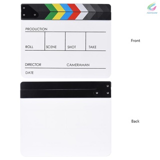 Nuevo 10" * 12"/24.5 * 30 cm acrílico seco borrador Clapboard Clap-stick Clapper Board pizarra para película película corte escena de acción (5)