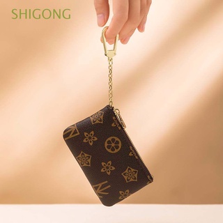 Shigong flor impresión cartera pequeña llave bolsa Mini bolso decorativo bolsa de cuero impreso corto cartera tarjeta cartera bolsillo moneda bolsa de monedas/Multicolor