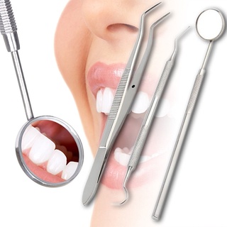 3 piezas de acero inoxidable Pick espejo escalador dientes limpiar sonda pinzas higiene Set JJ
