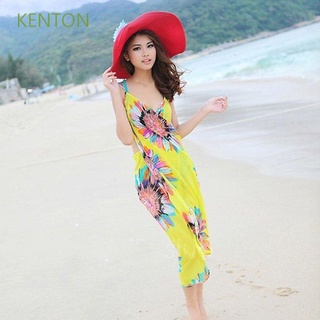 Kenton cómodo nuevo V profundo envoltura Sexy playa chal mujer vestido de playa cubrir Sarong/Multicolor