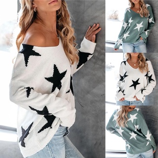 Suéter De malla con estampado De estrellas para mujer