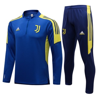21-22 JUV Halfzip manga larga azul amarillo hombres fútbol traje de entrenamiento de fútbol chándal de alta calidad S-2XL