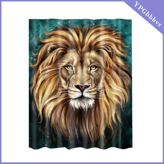 cortina de ducha de cabeza de león transparente de baño impermeable panel decoración con 12 ganchos