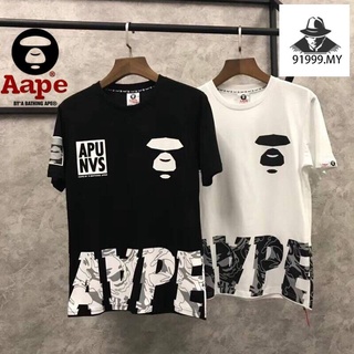 Nuevo AAPE hombres y mujeres cabeza mono impreso camisetas de manga corta