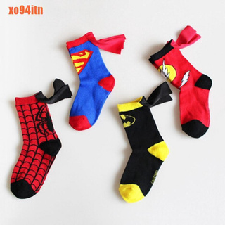 [XOITN]calcetines para niños capa superman spiderman niños niñas cosplay calcetines deportivos