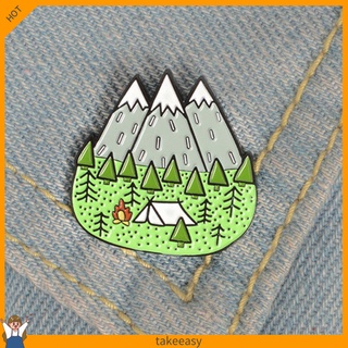 [In Stock] Cartoon Camp Mountain Enamel Collar Lapel Brooch Pin Clothes Scarf Jewelry