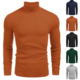 Hombres\ otoño e invierno de punto cuello alto suéter de manga larga jersey T-Shirt