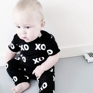 Petersburg New Baby Boy Girl Clet Unisex algodón XO estampado camiseta+pantalones