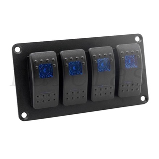 (LY) 4 Gang azul LED 5 pines encendido/apagado Panel interruptor para coche barco yate 12V 24V