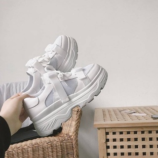 🌈Listo STOCK🔥Zapatos de mujer✼En la primavera para aumentar los estudiantes pequeños zapatos blancos 2019 nueva versión coreana de Ulzzang Harajuku deportes w