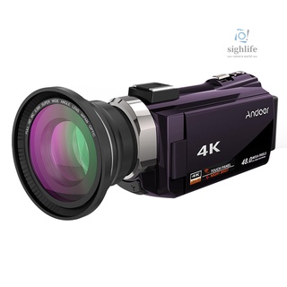 Cámara de Video Digital de silf-4/Andoer 4k 1080p 48mp con 2 pzas de baterías recargables+0.39x Wide Angle Ma