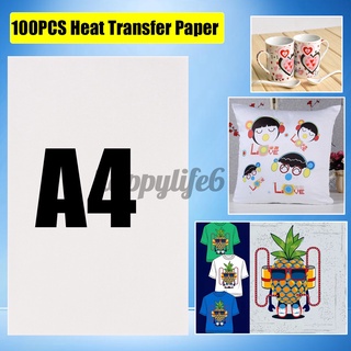 100pcs DIY A4 Transferencia De Calor Papel Ligero Tela Camiseta Hierro En Pintura